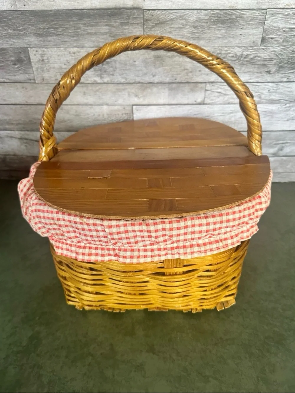 RARE Vintage 1970s Wicker Picnic Basket Set - 95% Complete Service for 4 Retro